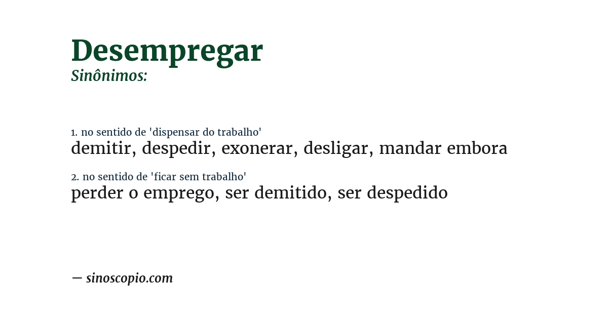 Sinônimo de desempregar