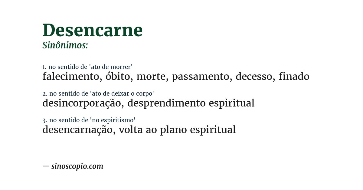 Sinônimo de desencarne