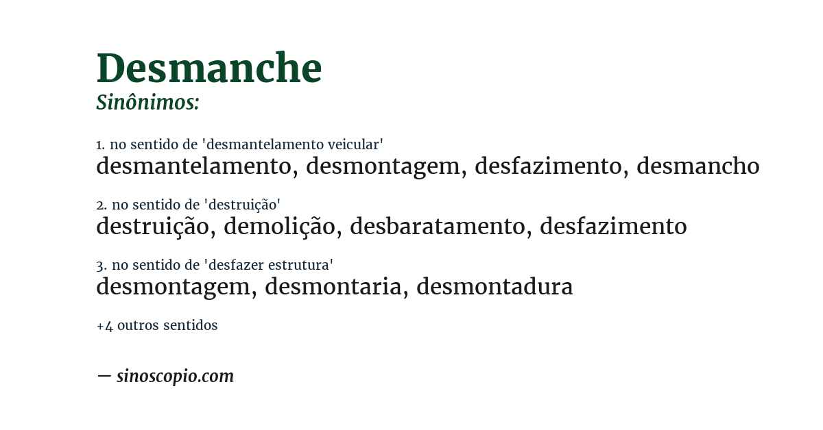 Sinônimo de desmanche