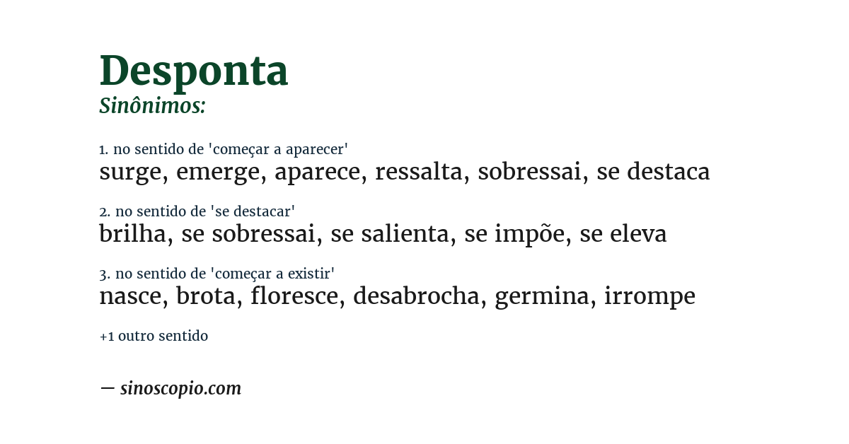 Sinônimo de desponta