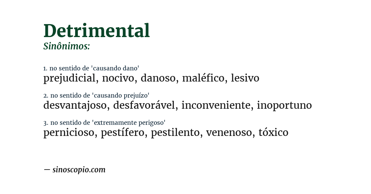 Sinônimo de detrimental