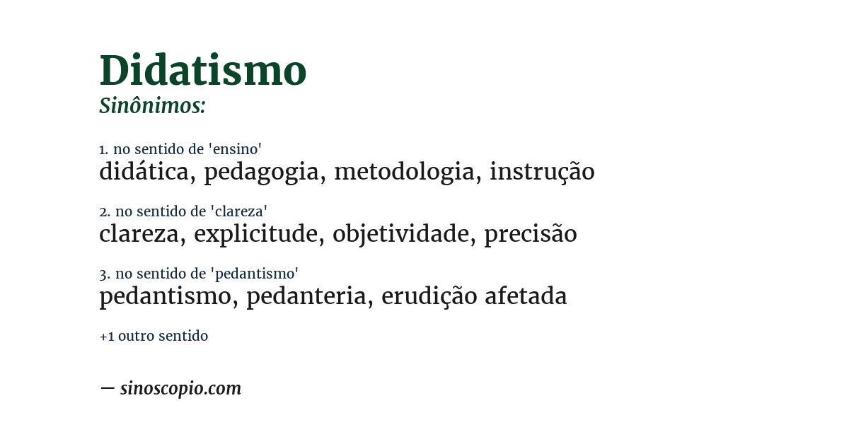 Sinônimo de didatismo