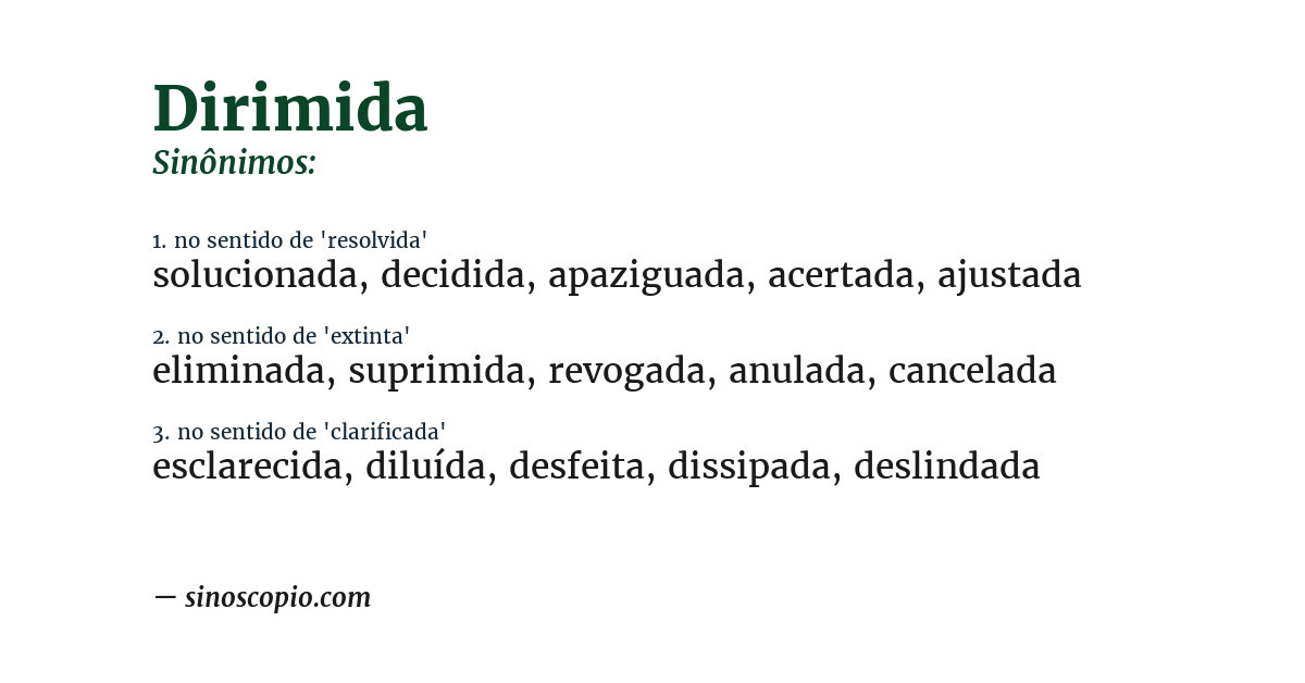 Sinônimo de dirimida