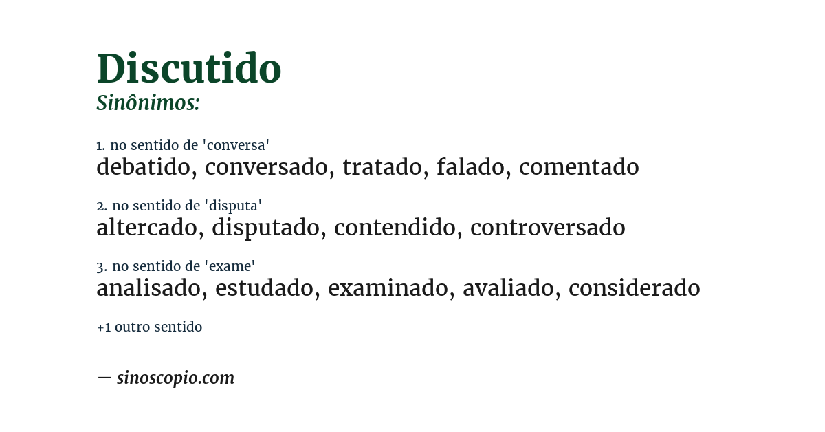 Sinônimo de discutido