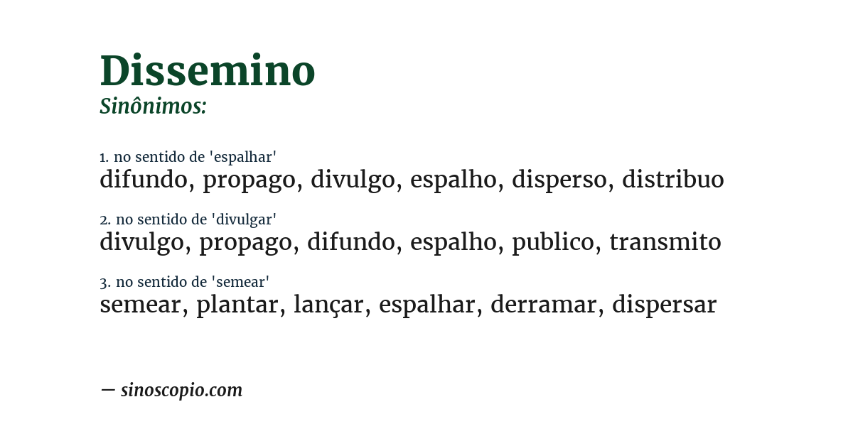 Sinônimo de dissemino