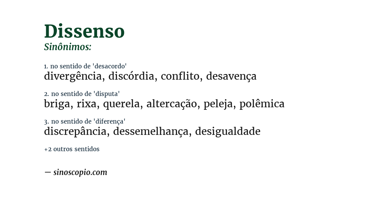 Sinônimo de dissenso