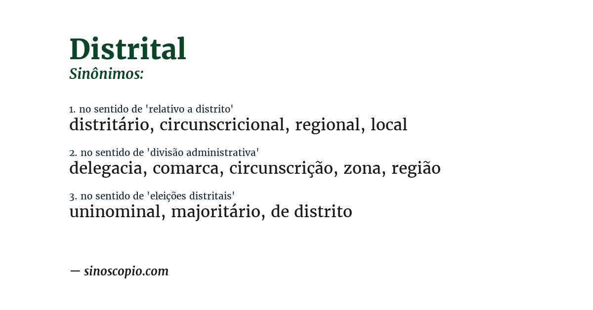Sinônimo de distrital