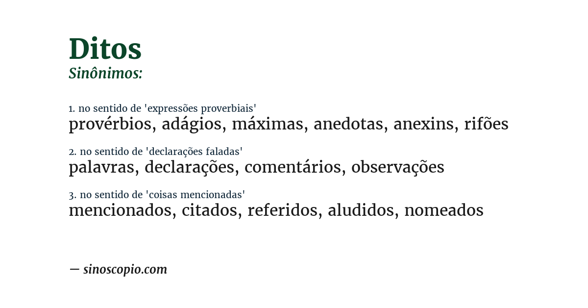 Sinônimo de ditos