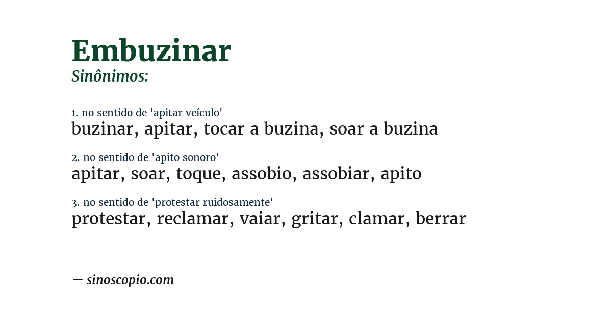 Sinônimo de embuzinar