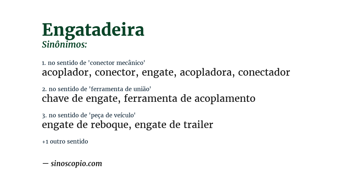 Sinônimo de engatadeira