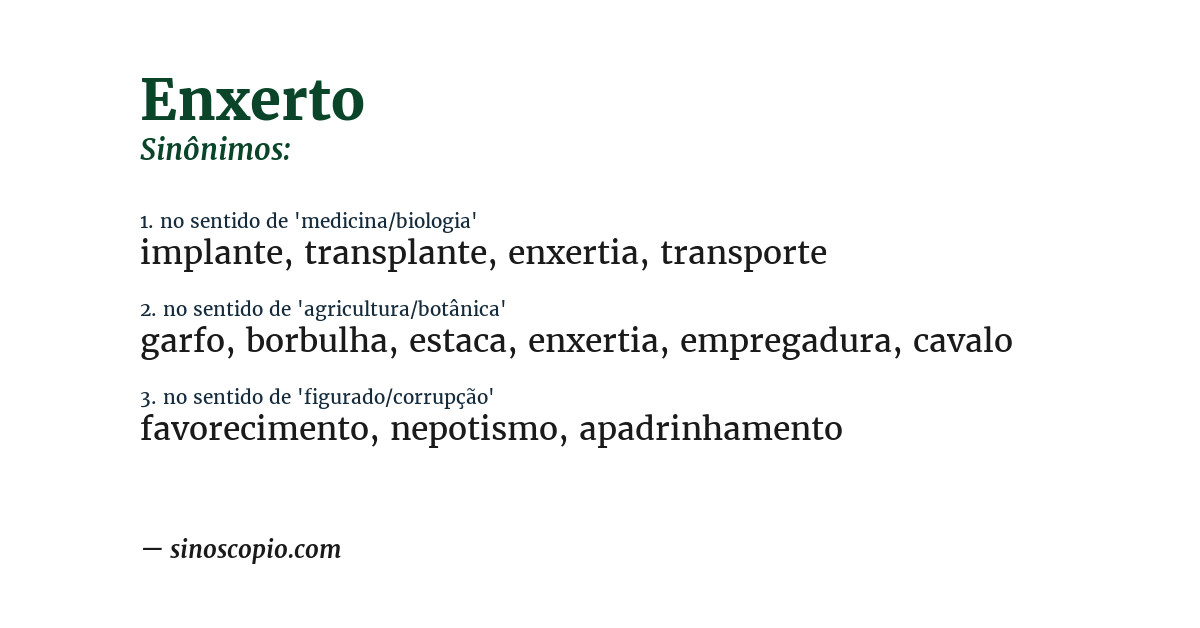 Sinônimo de enxerto