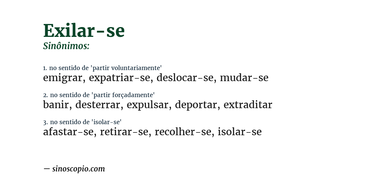Sinônimo de exilar-se