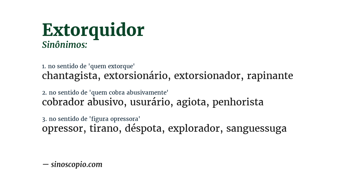 Sinônimo de extorquidor