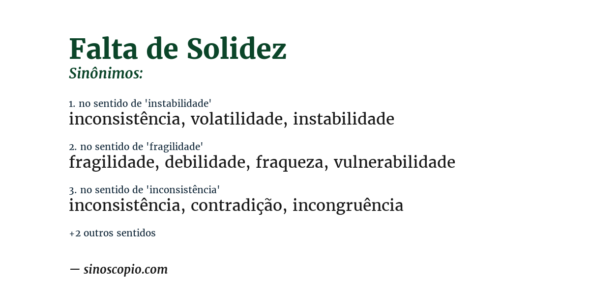 Sinônimo de falta de solidez