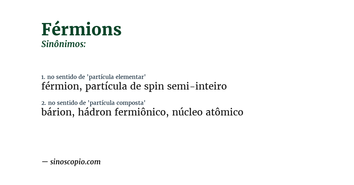 Sinônimo de férmions