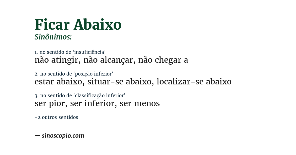 Sinônimo de ficar abaixo