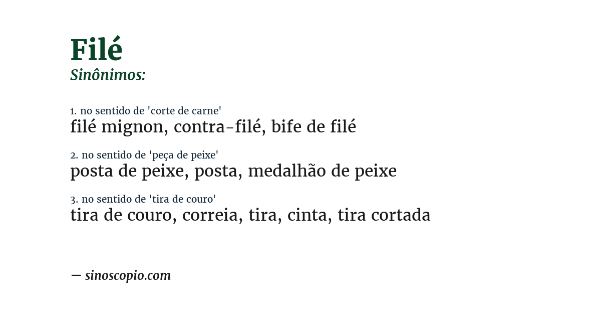 Sinônimo de filé