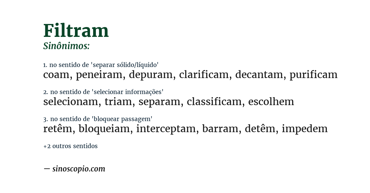 Sinônimo de filtram