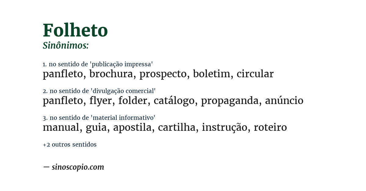 Sinônimo de folheto