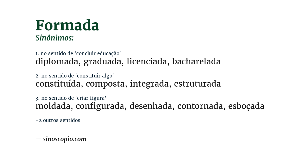 Sinônimo de formada