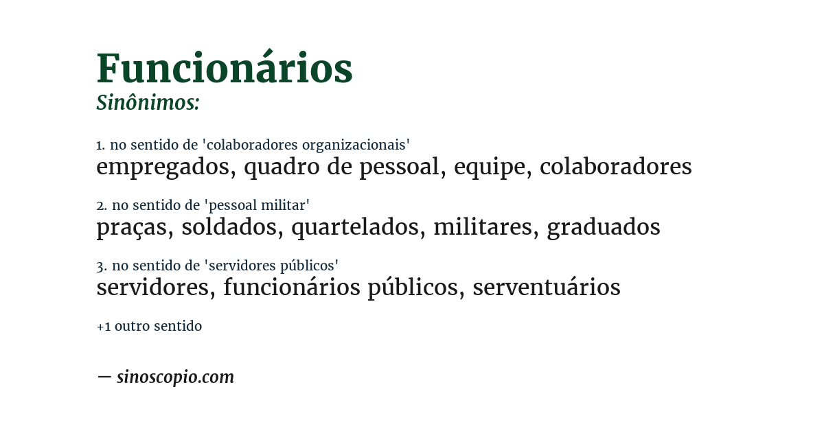Sinônimo de funcionários