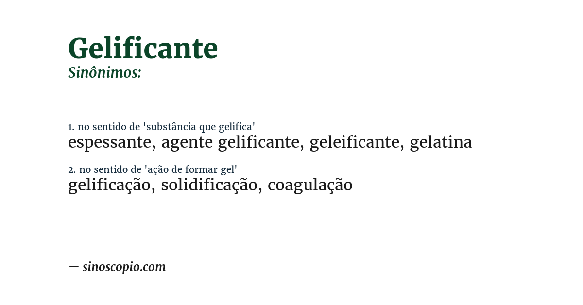 Sinônimo de gelificante