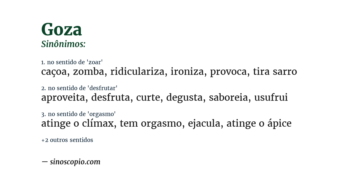 Sinônimo de goza