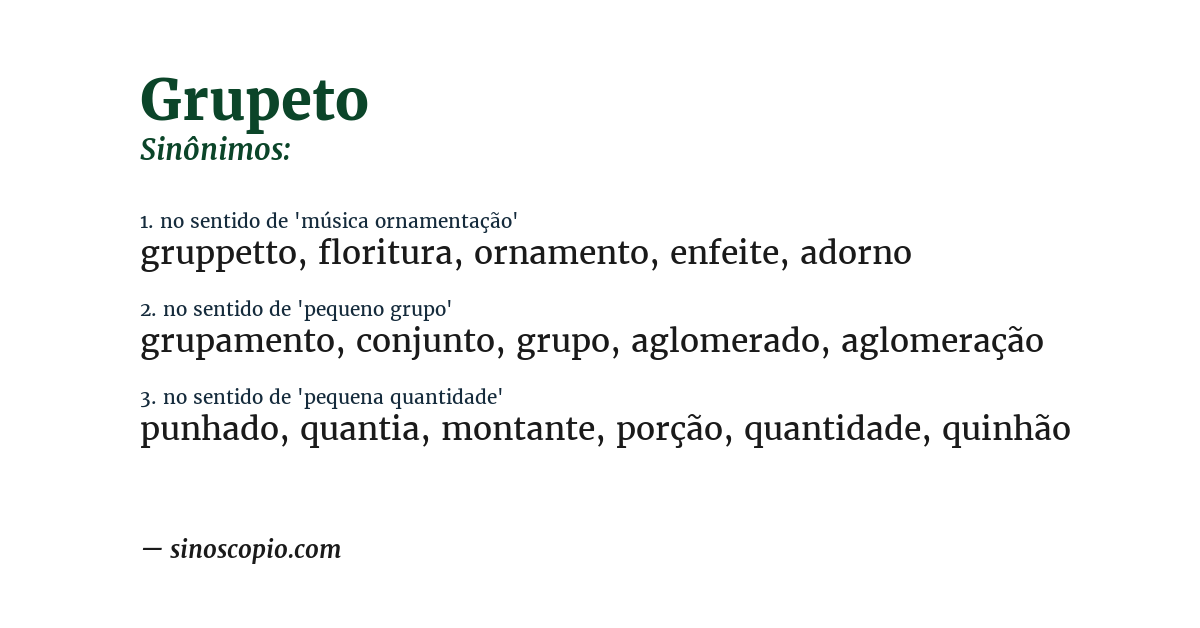 Sinônimo de grupeto