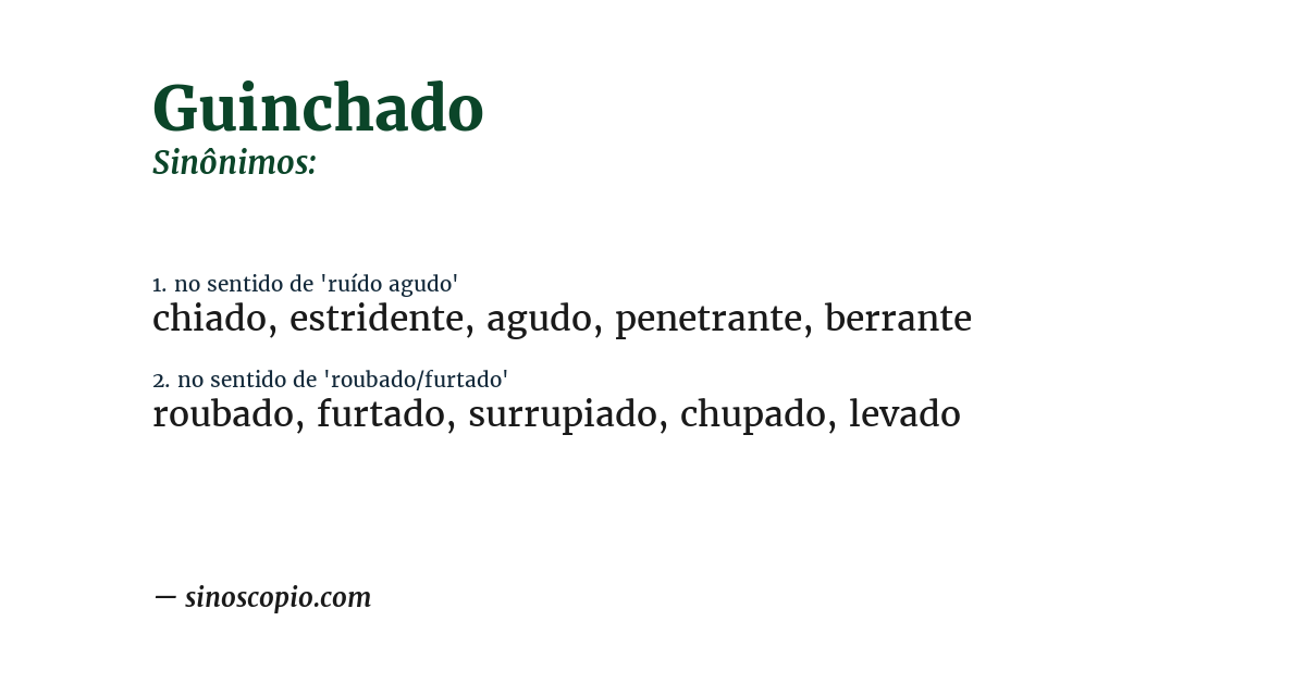 Sinônimo de guinchado
