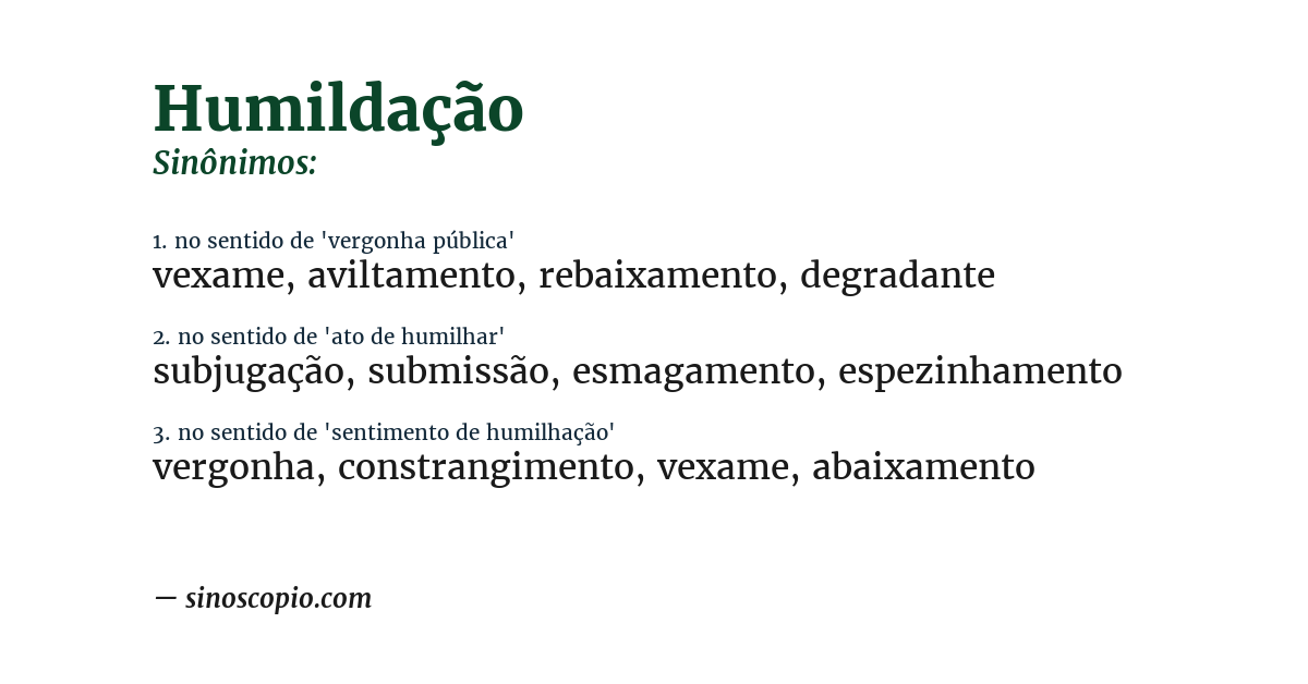 Sinônimo de humildação