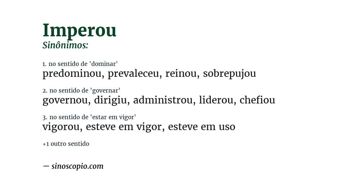 Sinônimo de imperou