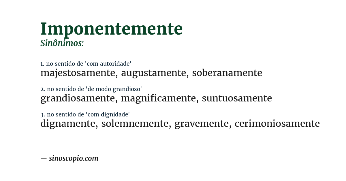 Sinônimo de imponentemente