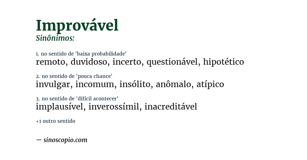 Sinônimo de improvável