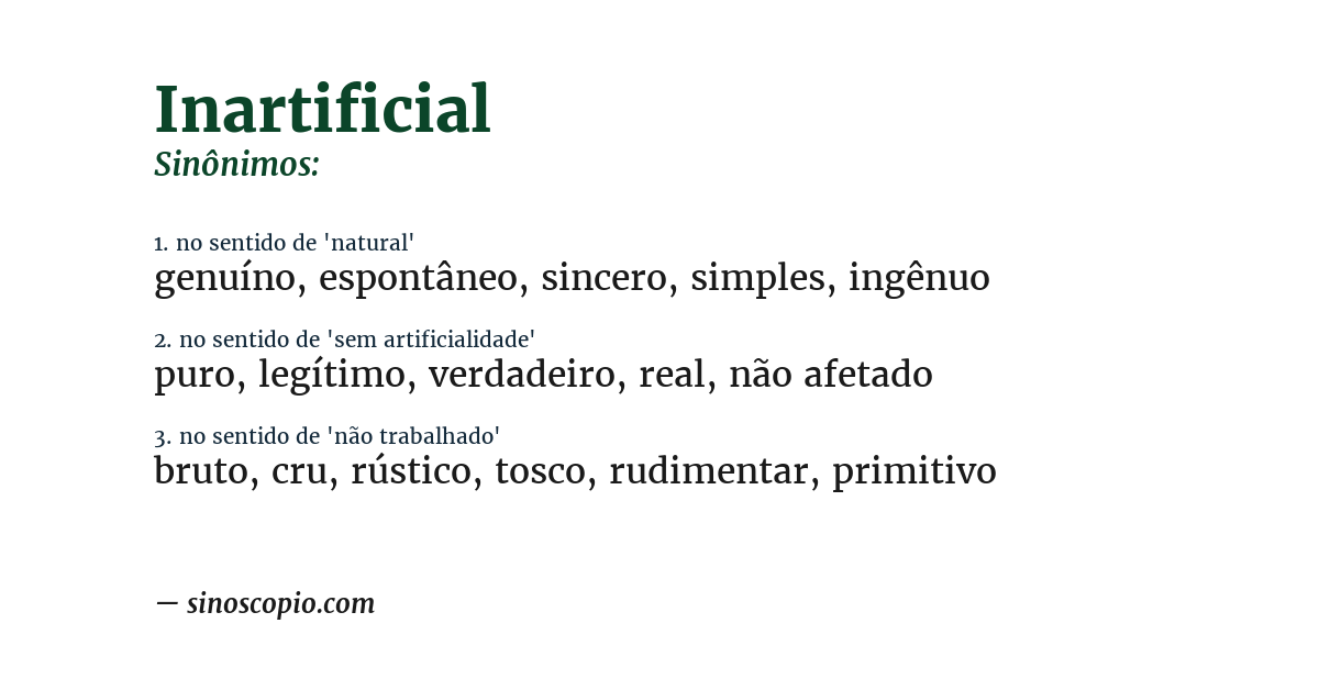 Sinônimo de inartificial