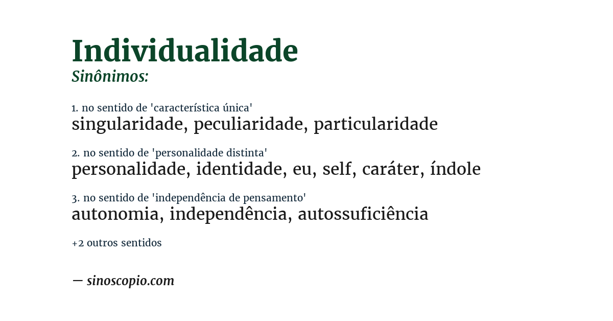 Sinônimo de individualidade