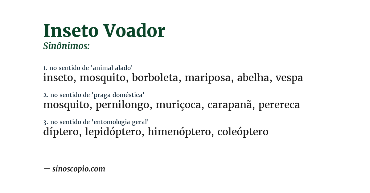 Sinônimo de inseto voador