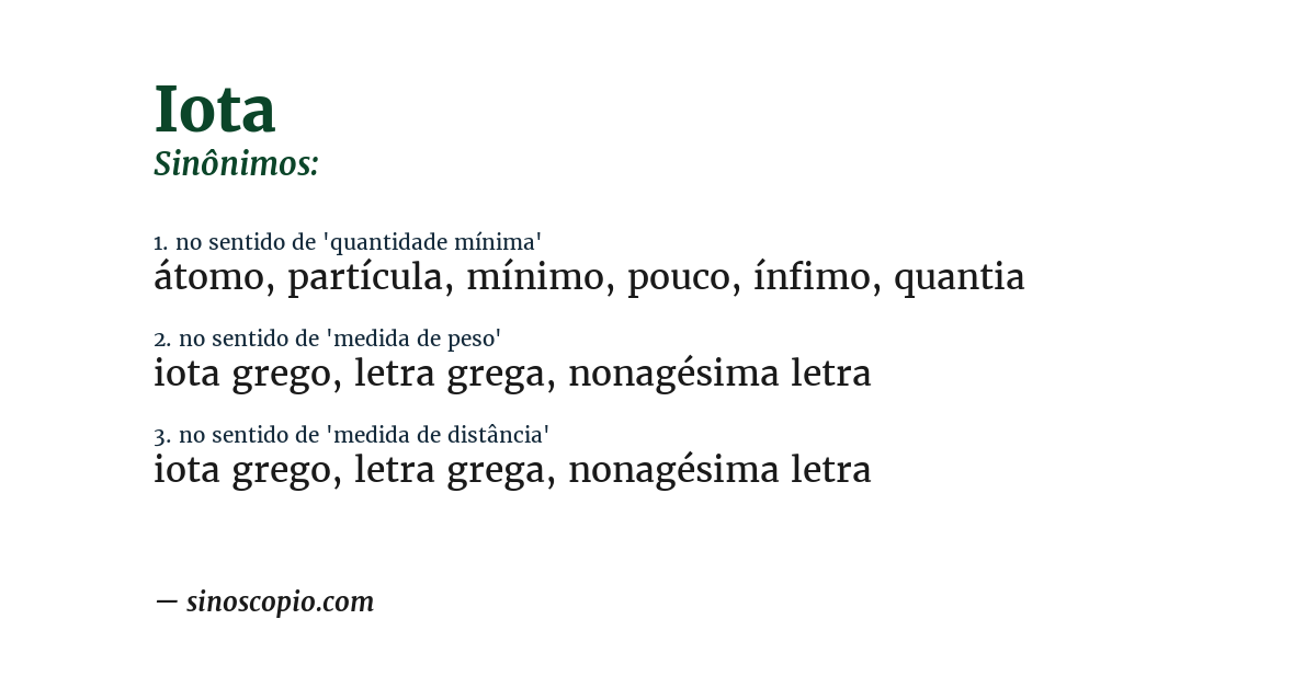 Sinônimo de iota