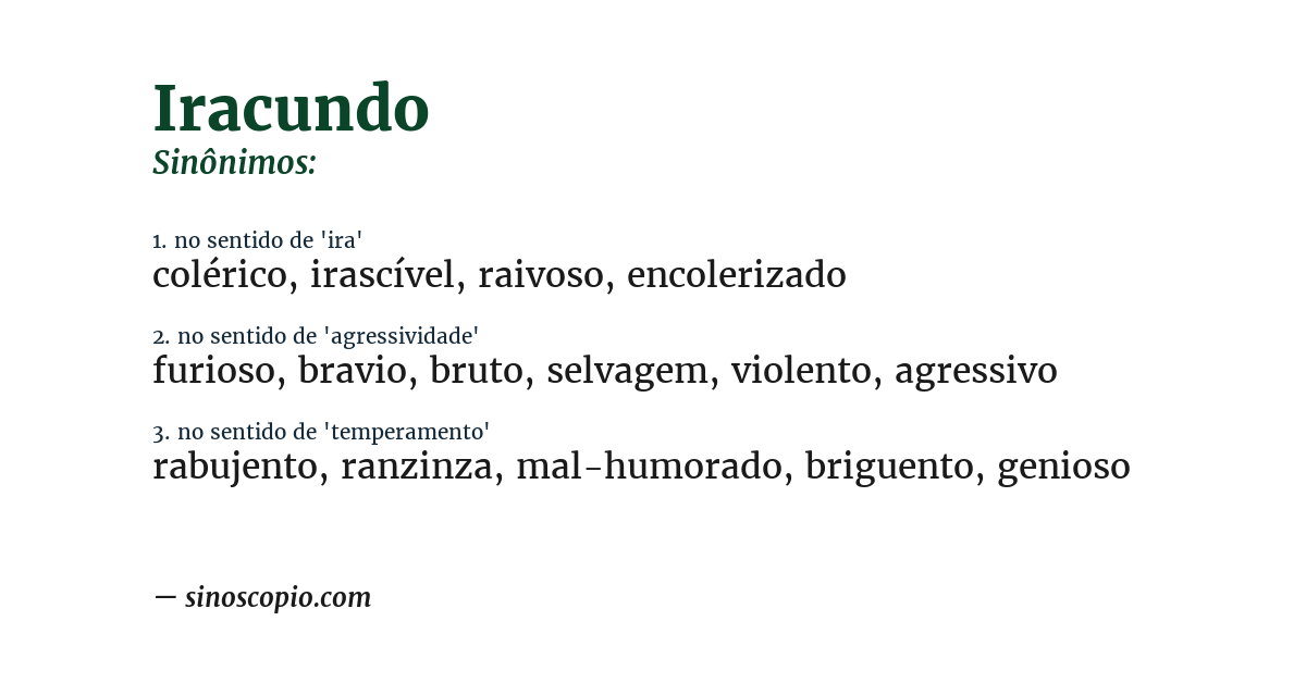 Sinônimo de iracundo