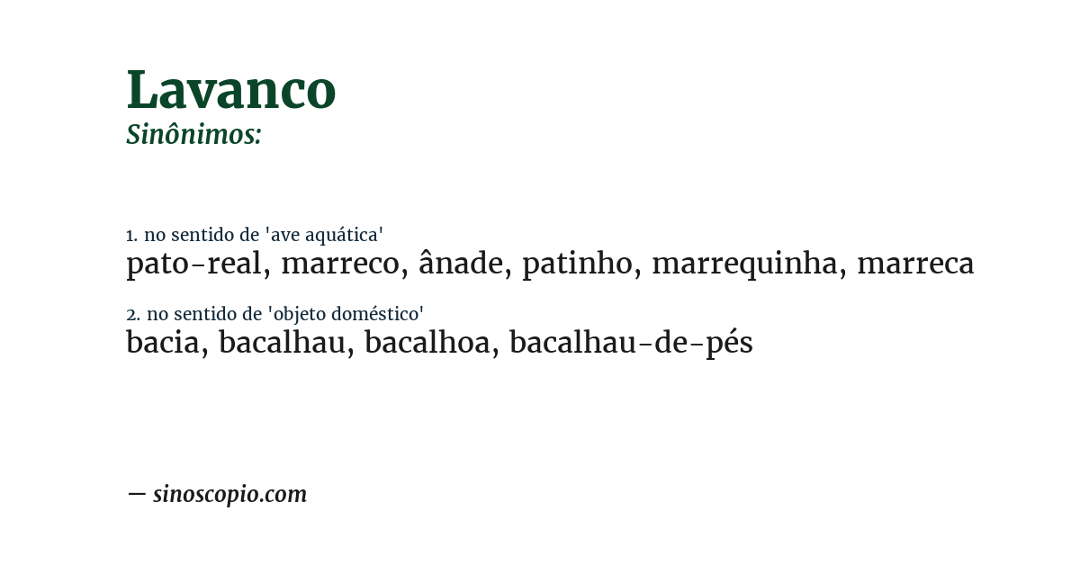 Sinônimo de lavanco