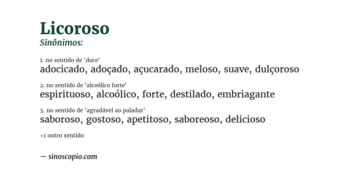 Sinônimo de licoroso