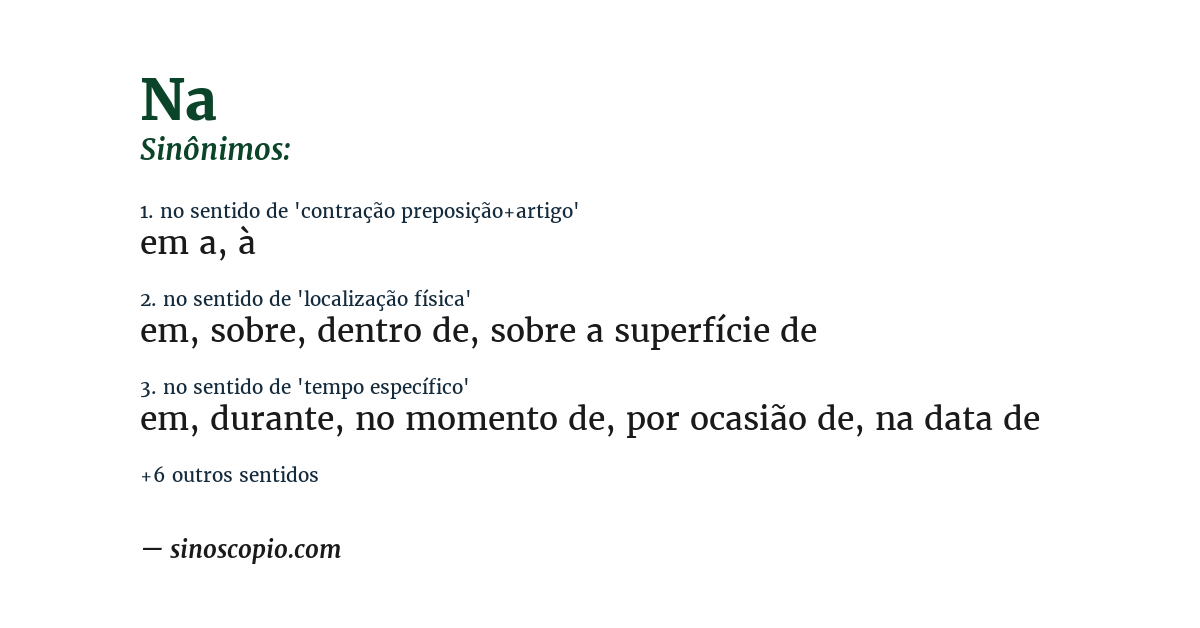 Sinônimo de na