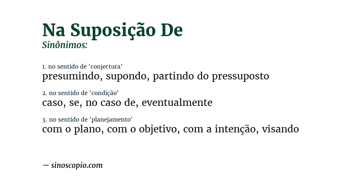 Sinônimo de na suposição de