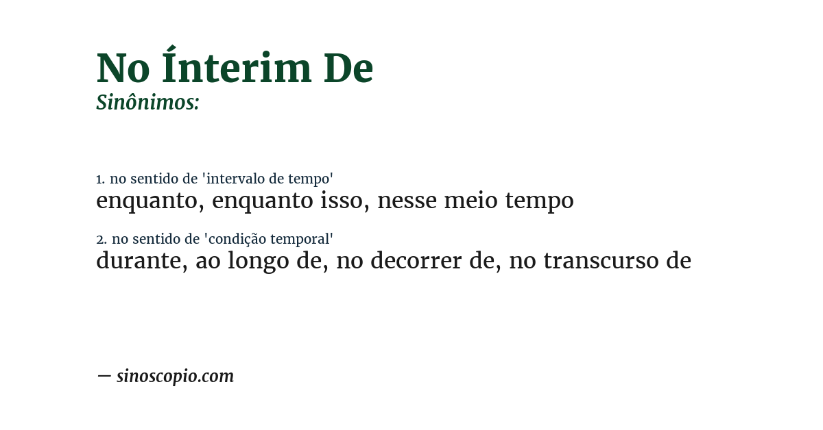 Sinônimo de no ínterim de