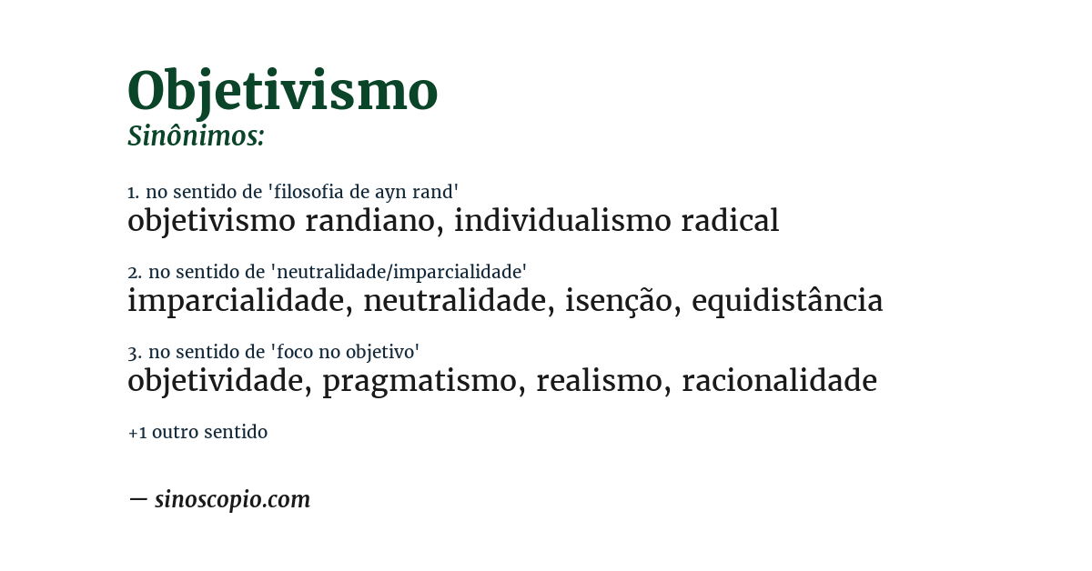 Sinônimo de objetivismo