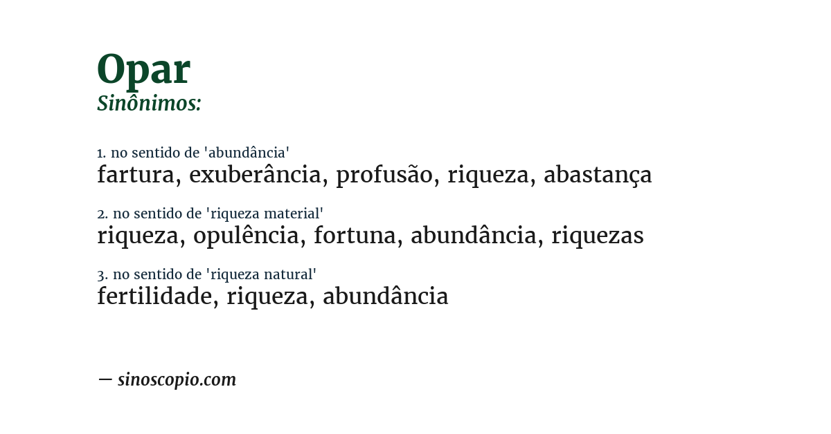 Sinônimo de opar