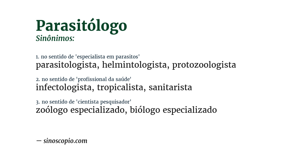 Sinônimo de parasitólogo