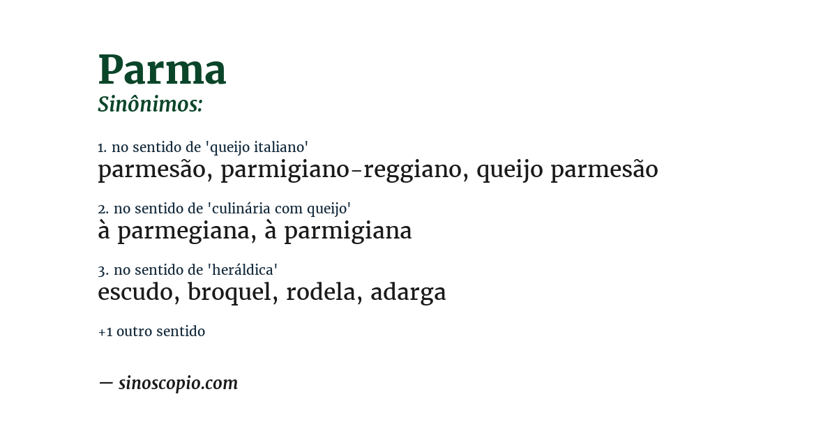 Sinônimo de parma