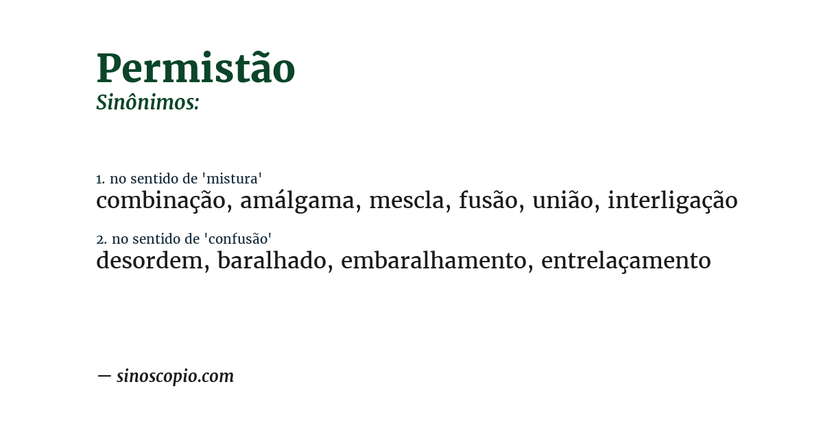 Sinônimo de permistão