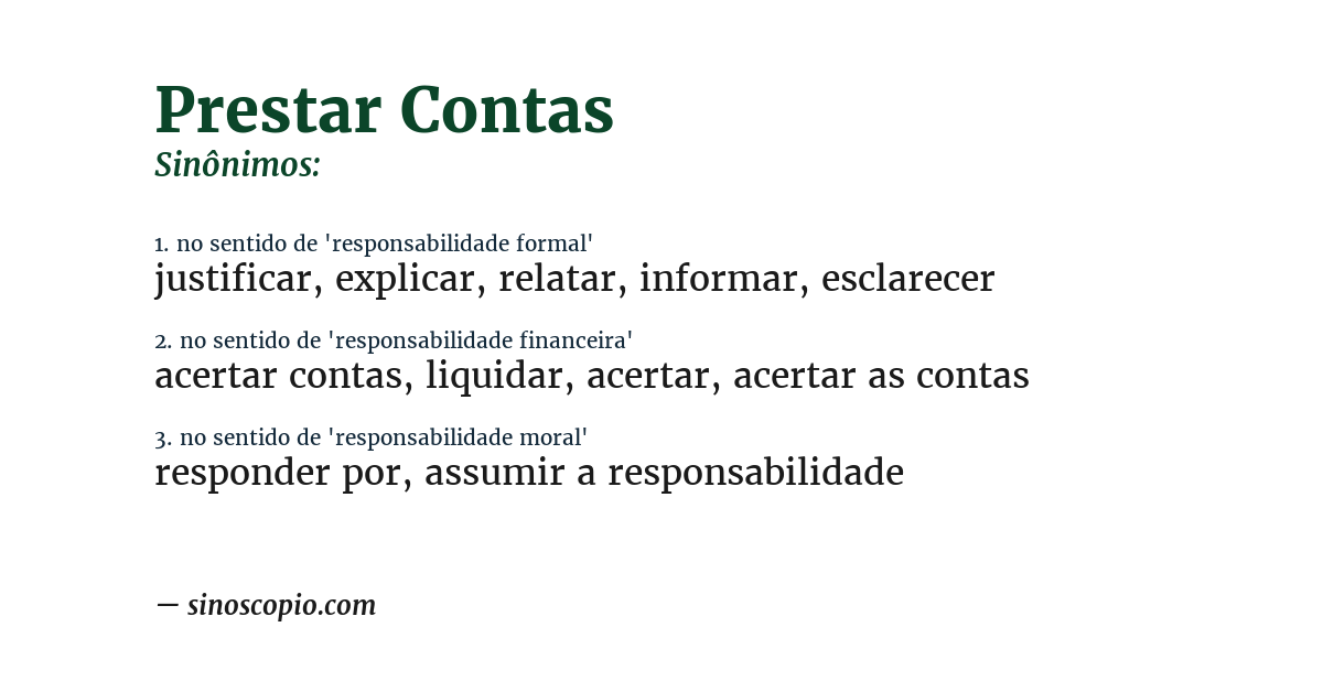 Sinônimo de prestar contas