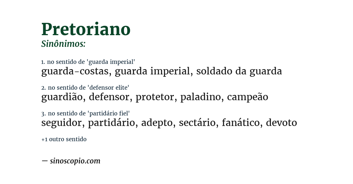 Sinônimo de pretoriano